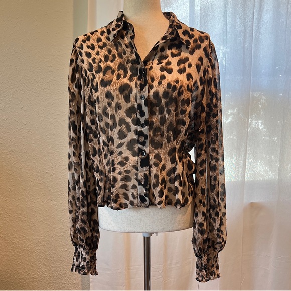 by & by Tops - by & by Leopard Print Button-Down Blouse - Brown & Black